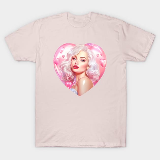 Beautiful Barbie with glossy shiny heart T-Shirt by Violet77 Studio